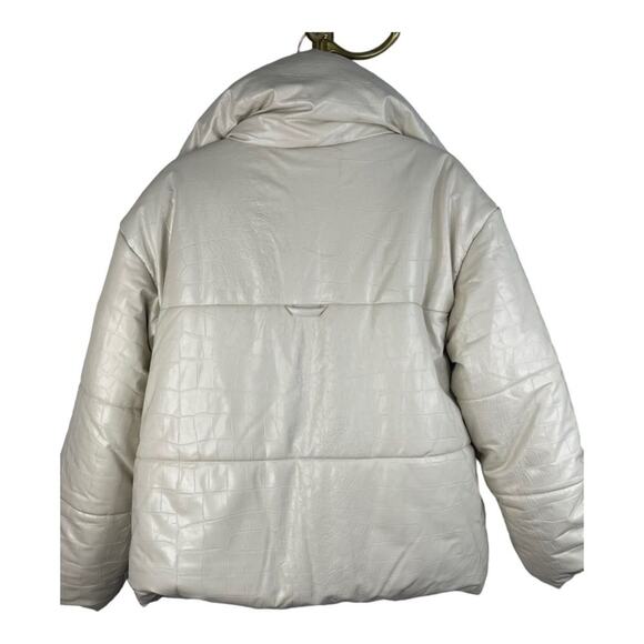 Nanushka Hide Okobor Alt-Leather Textured Puffer Jacket Cream White Size XS - Picture 3 of 16